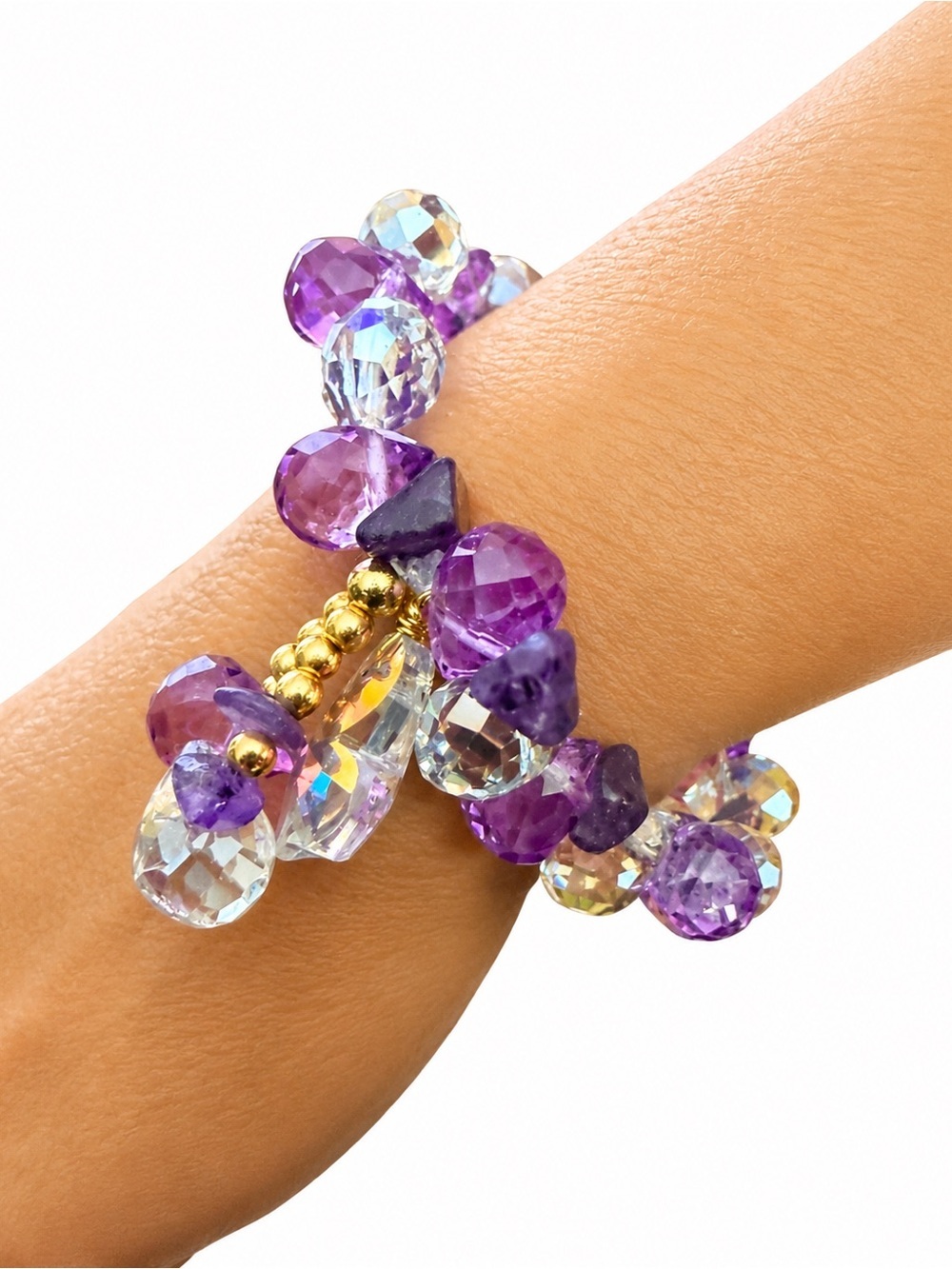 Crystal Glass AB Two Bracelet Stack - Picture 6 of 8